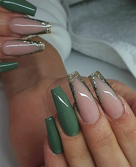 green coffin nails|cute green coffin nails.